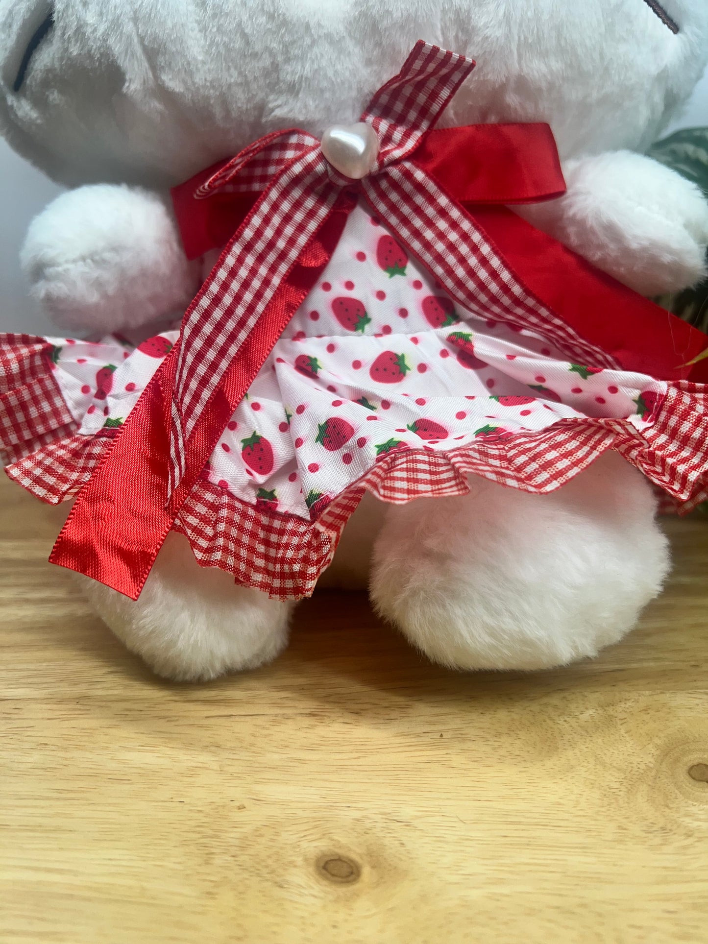 Red bow bear plush