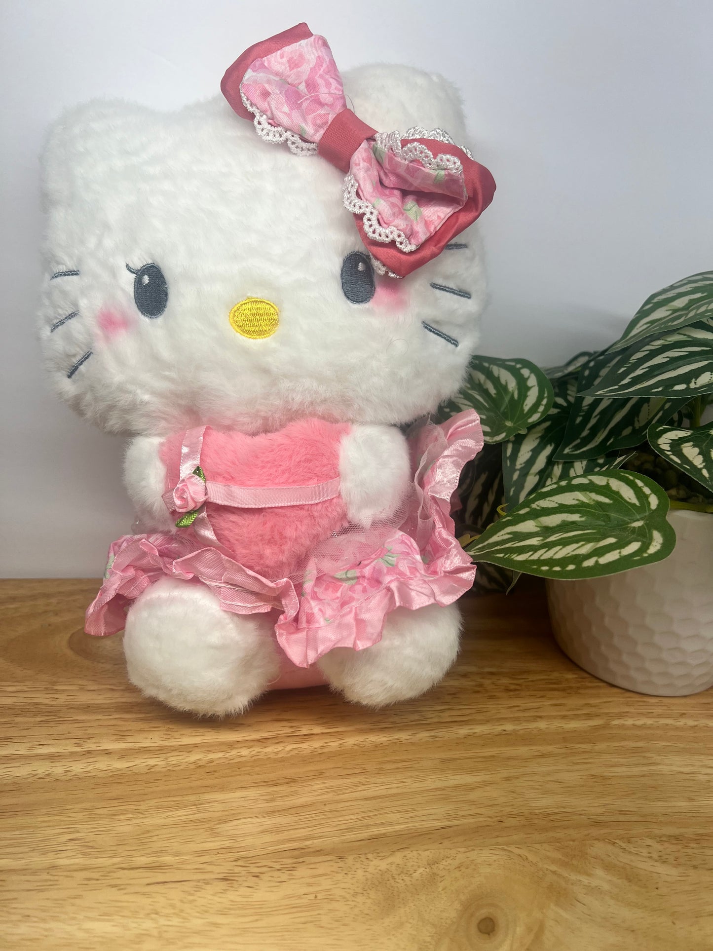 Pink bow bear plush