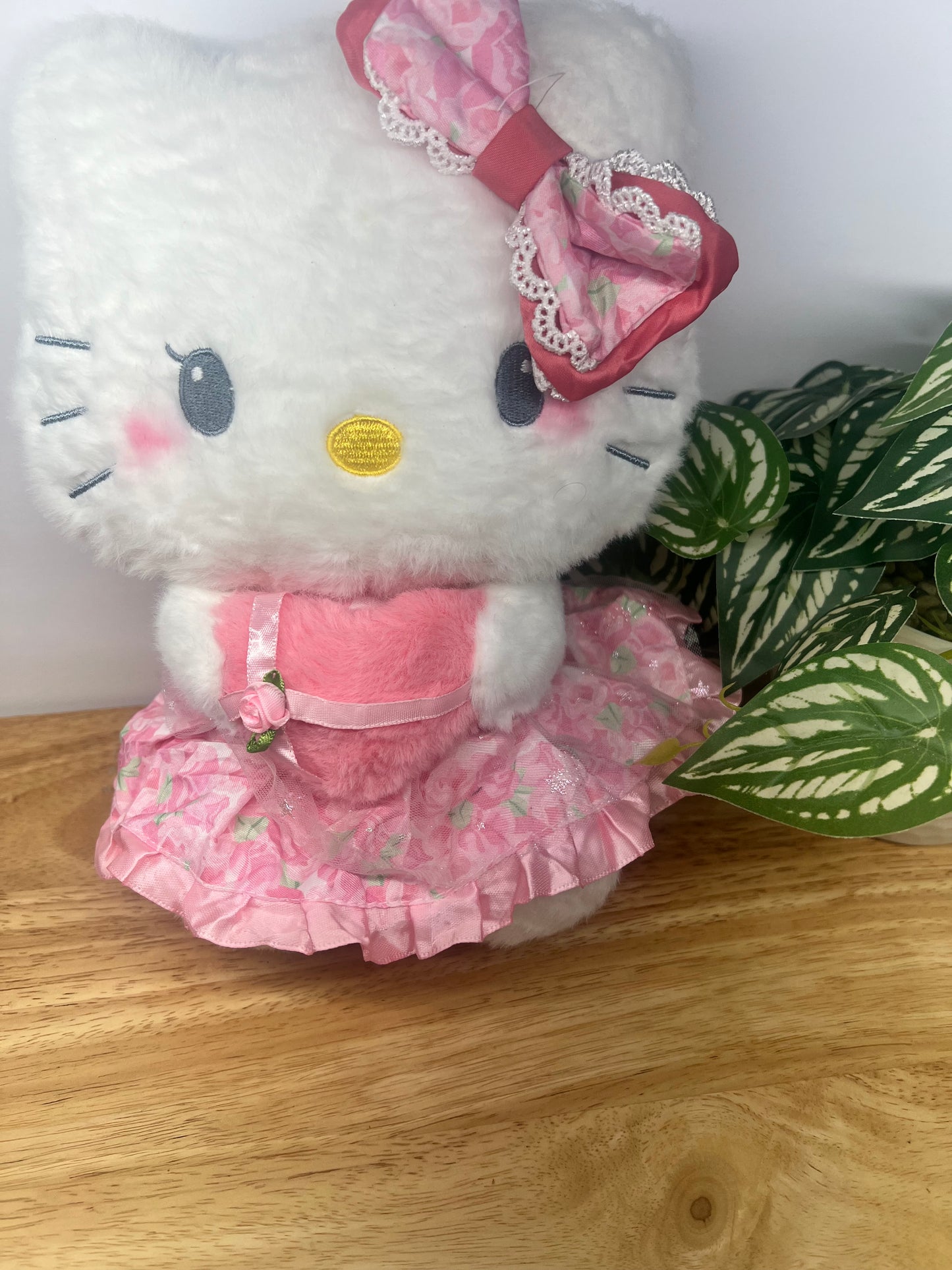 Pink bow bear plush