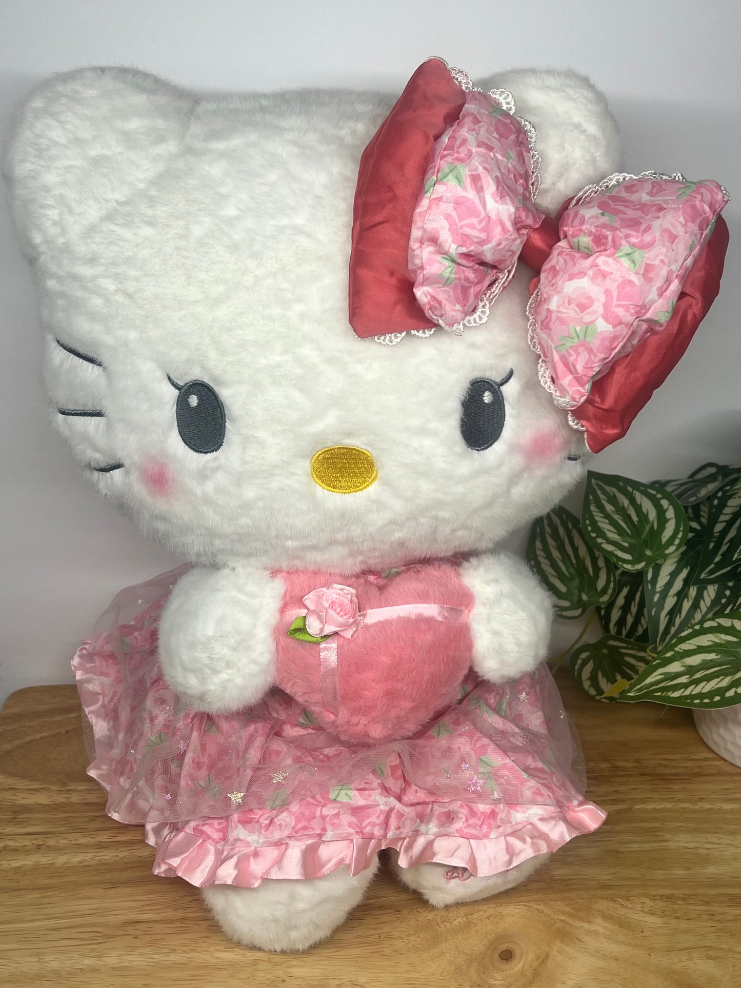 Pink bow bear plush
